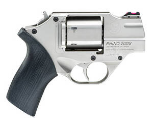 Chiappa Firearms, Rhino 200DS Revolver, Double Action/Single Action, 357 Magnum/38 Special, 2" Barrel, Alloy, Nickel Finish, Rubber Grips, 6 Rounds, Includes Leather Holster and 3 Moon Clips