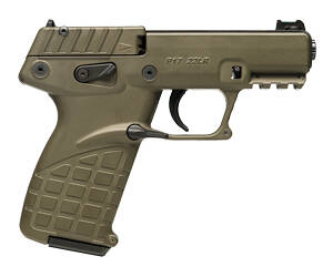Kel-Tec, P17, Single Action, Semi-automatic, Polymer Frame Pistol, Compact, 22LR, 3.8" Barrel, Threaded Barrel, Green, Fiber Optic Front Sight, 16 Rounds, 3 Magazines
