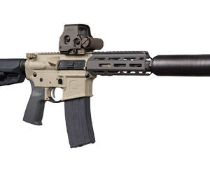 Q, Sugar Weasel, Semi-automatic, SBR, 300 Blackout, 7" Threaded Barrel, Flat Dark Earth, Clear Anodized Finish, 6 Position Stock, 30Rd, Optic Not Included, Product Finishes, Shade Variations and Other Imperfections Are Normal Due to the Manufacturing Process
