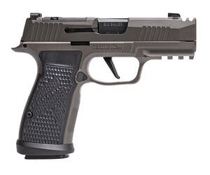 Sig Sauer, P365 AXG Legion, Striker Fired, Semi-automatic, Metal Frame Pistol, Sub-Compact, 9MM, 3.1" Barrel, Cerakote Finish, Legion Gray, G10 Grips, XRAY3 Day/Night Sights, Optic Ready, Compensator, 17 Rounds, 3 Magazines