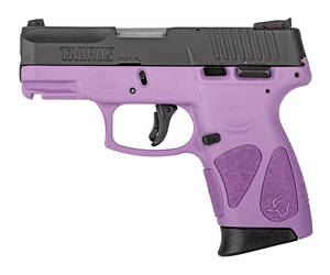 Taurus USA, G2C2C, Double Action Only, Polymer Framed Pistol, Compact, 9MM , 3.26" Barrel, Light Purple Polymer Frame, Black Slide, Adjustable Sights, 12 Rounds, 2 Magazines
