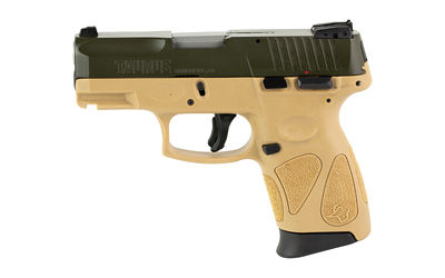 Taurus USA, G2C, Striker Fire, Semi-automatic, Polymer Frame Pistol, Compact, 9MM, 3.2" Barrel, Matte Finish, Moss Green/Tan, Adjustable Sights, Manual Thumb Safety, 12 Rounds, 2 Magazines