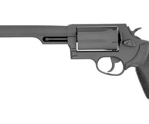 Taurus, Judge, Double Action, Metal Frame Revolver, Large Frame, 410 Gauge/45LC, 6.5" Barrel, 2.5" Chamber, Steel, Oxide Finish, Black, Rubber Grips, Fiber Optic Front Sight, 5 Rounds